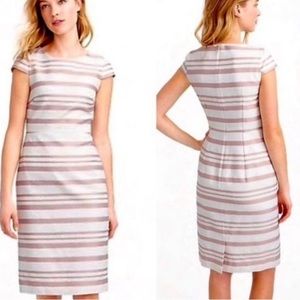 J. CREW Double Stripe Cap Sleeve Sheath Dress Pink Ivory 6